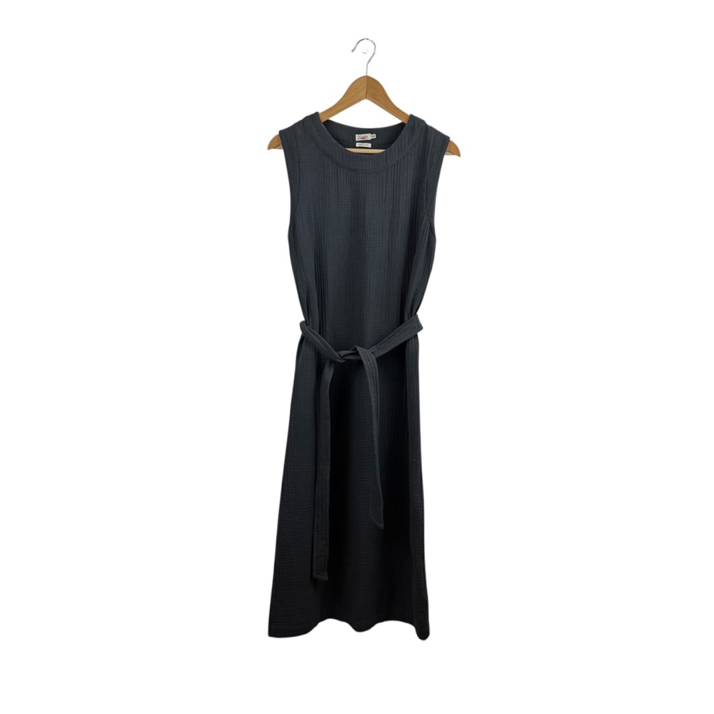 Faherty Dream Costa Sleeveless Organic Cotton Gauze Midi Dress Charcoal Sz. XS - Picture 8 of 14